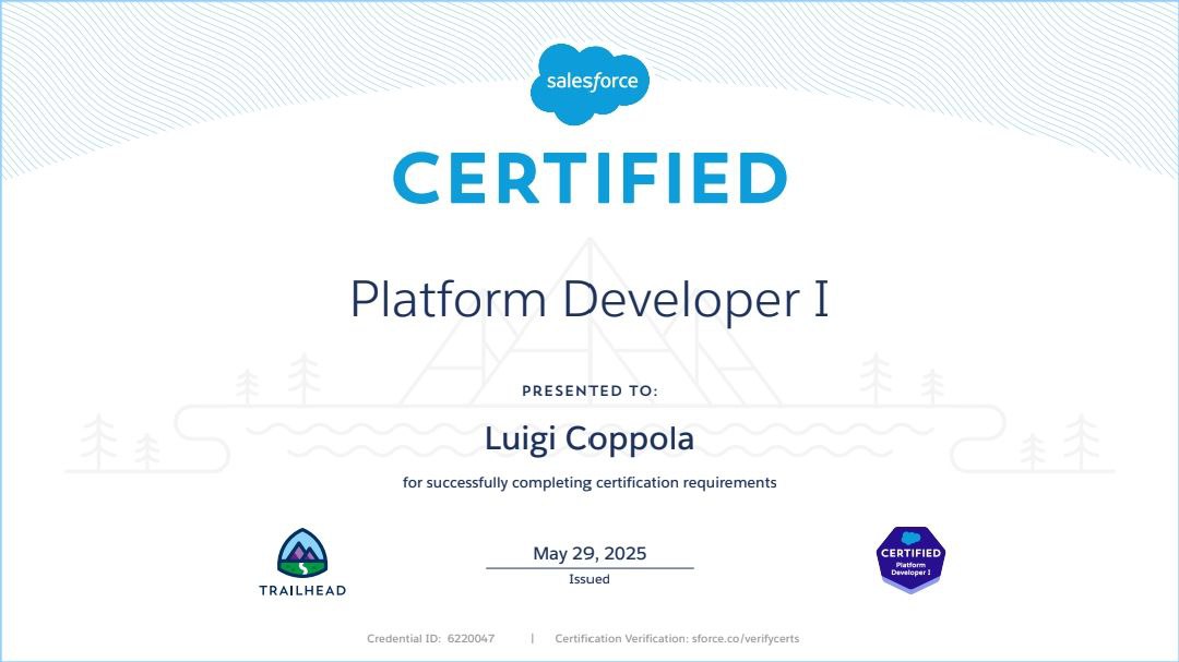 Certificazione Certificazione Salesforce Platform Developer I - Certified