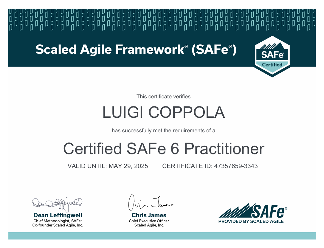 Certificato SAFe 6 Practitioner